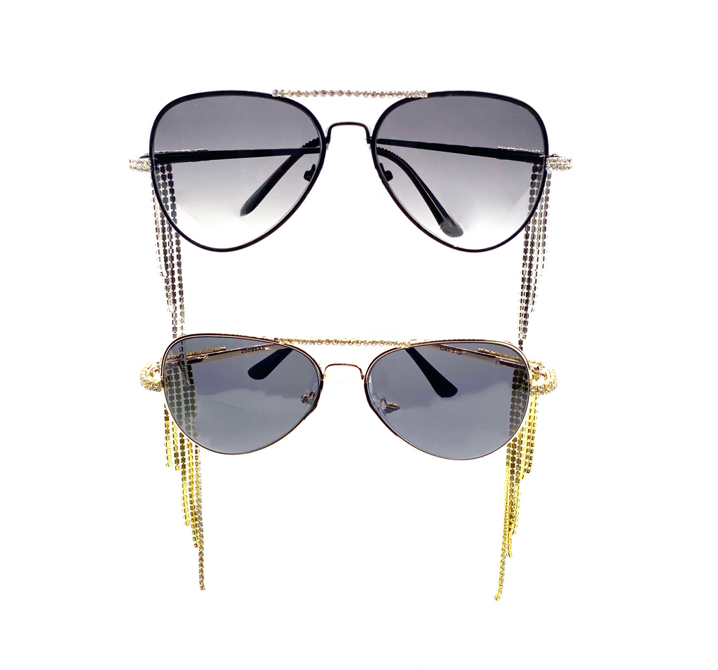 Falling Rhinestone Aviator Sunglasses