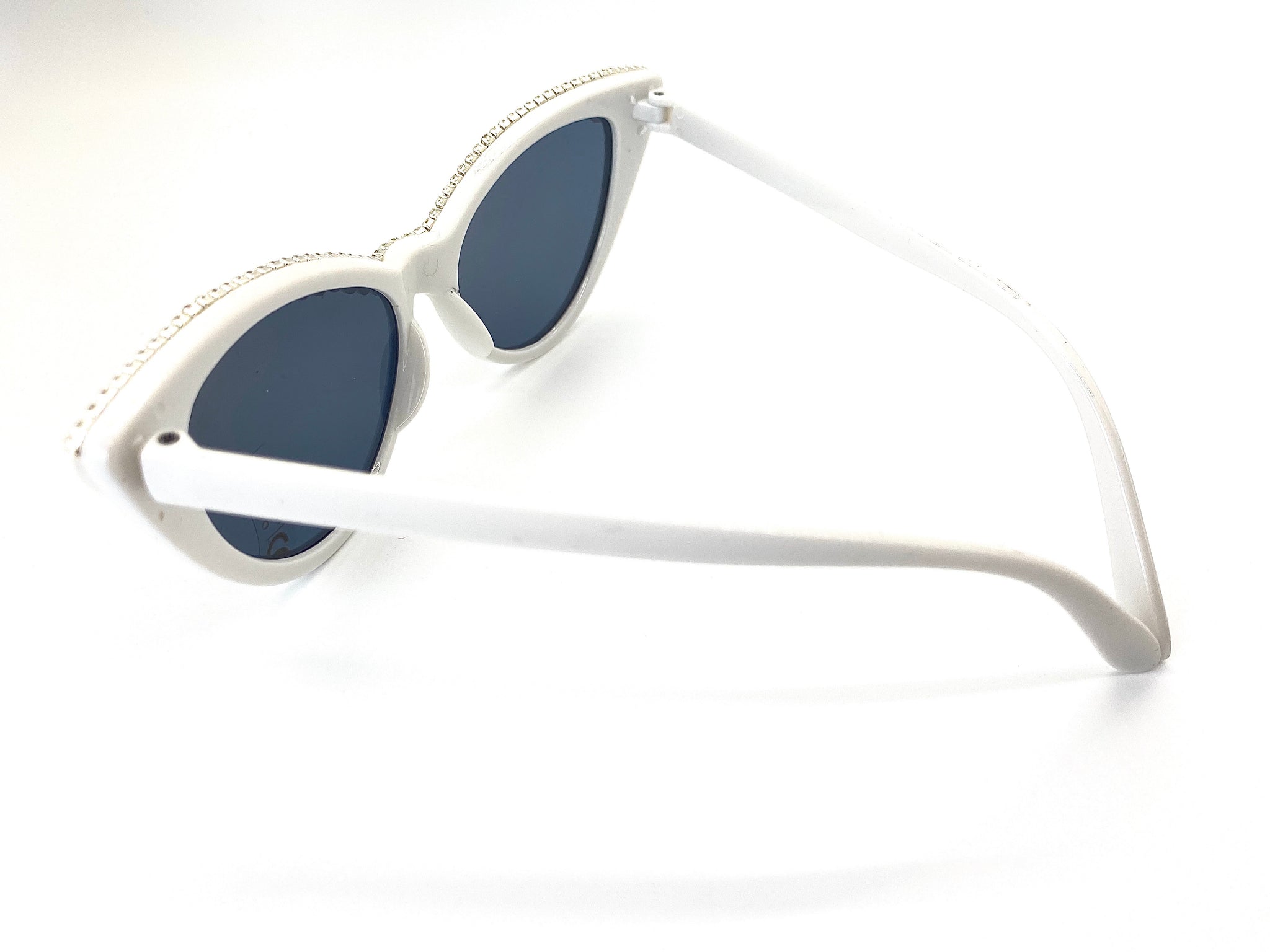 Pearl Rhinestone White Cat Eye Sunglasses