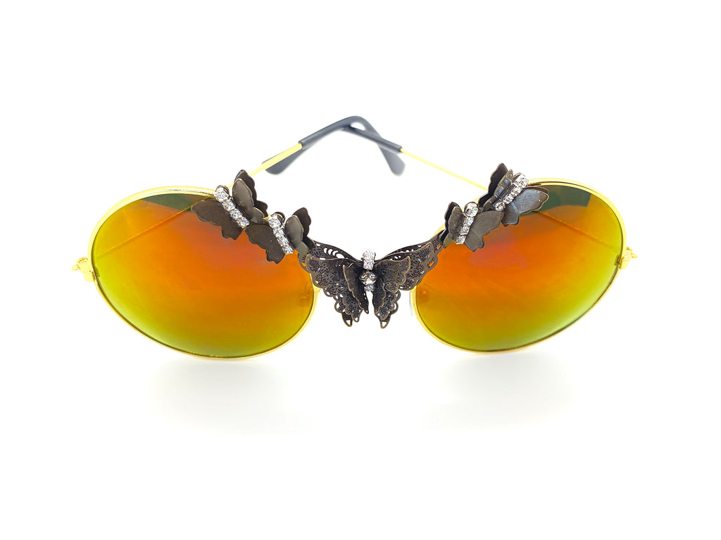 Butterfly Brown Round Sunglasses