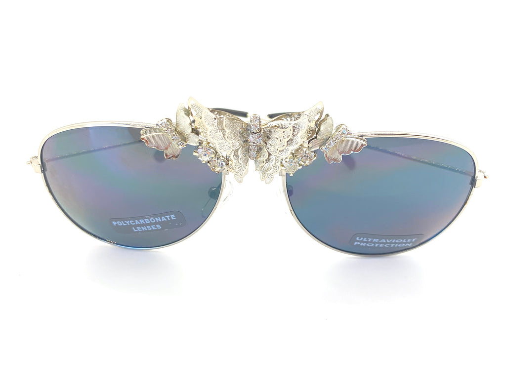 Butterfly Silver Mini Aviator Sunglasses