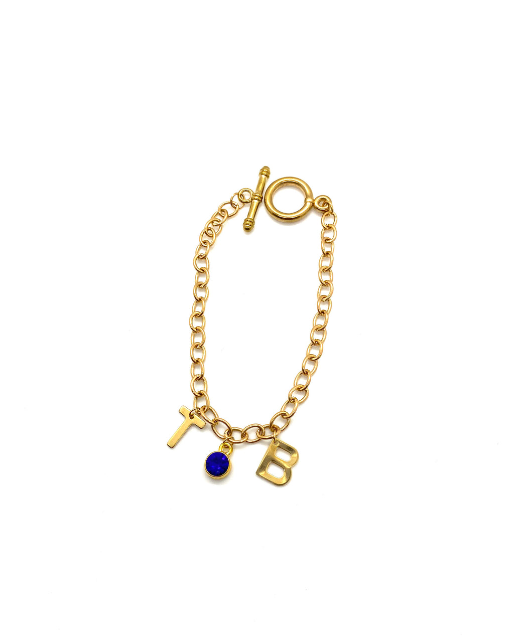 Initial Braclet with Birthstone
