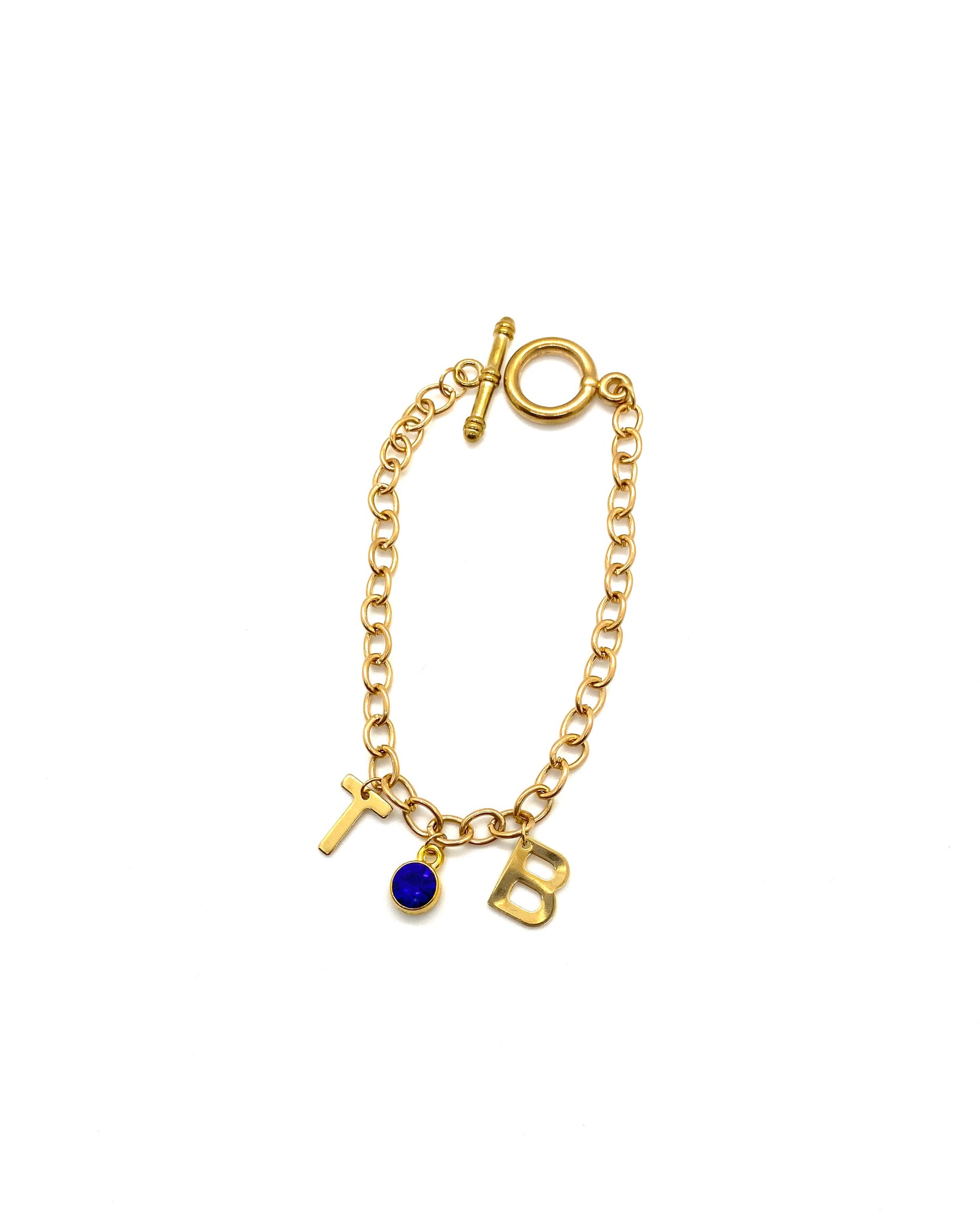 Initial Braclet with Birthstone