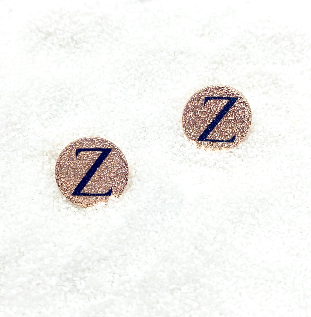 Initial Rose Gold Color Earrings