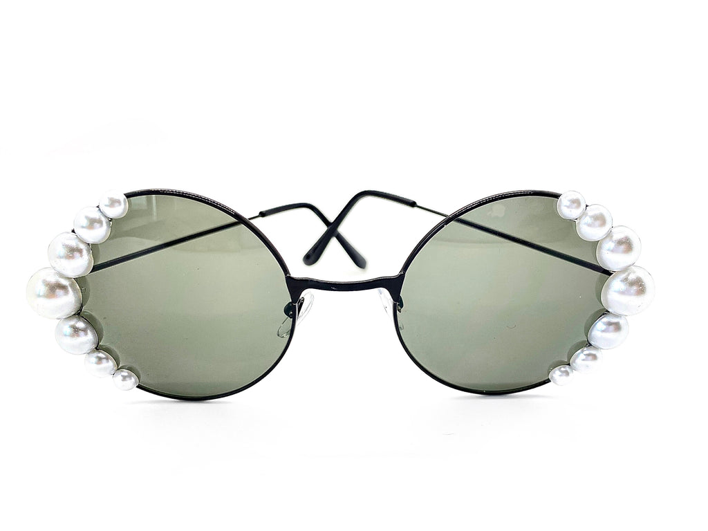 Pearl Black Round Sunglasses