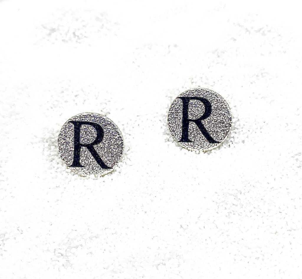 Initial Silver Imprint Color Earrings