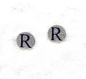 Initial Silver Imprint Color Earrings